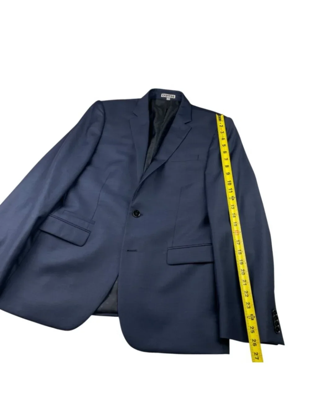 Express Men’s Photographer Fitted 2-Button Wool Blend Blazer Blue • 40R